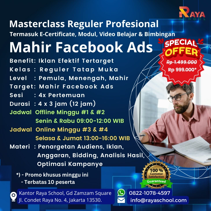 Brosur Kursus Facebook Ads Masterclass Reguler Raya School