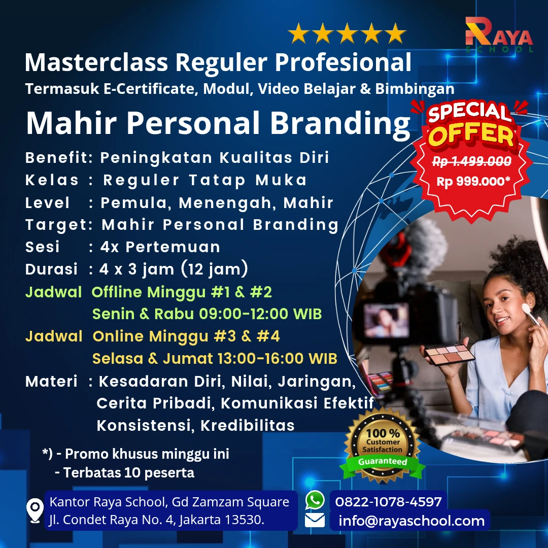 Brosur Kursus Personal Branding Masterclass Reguler Raya School