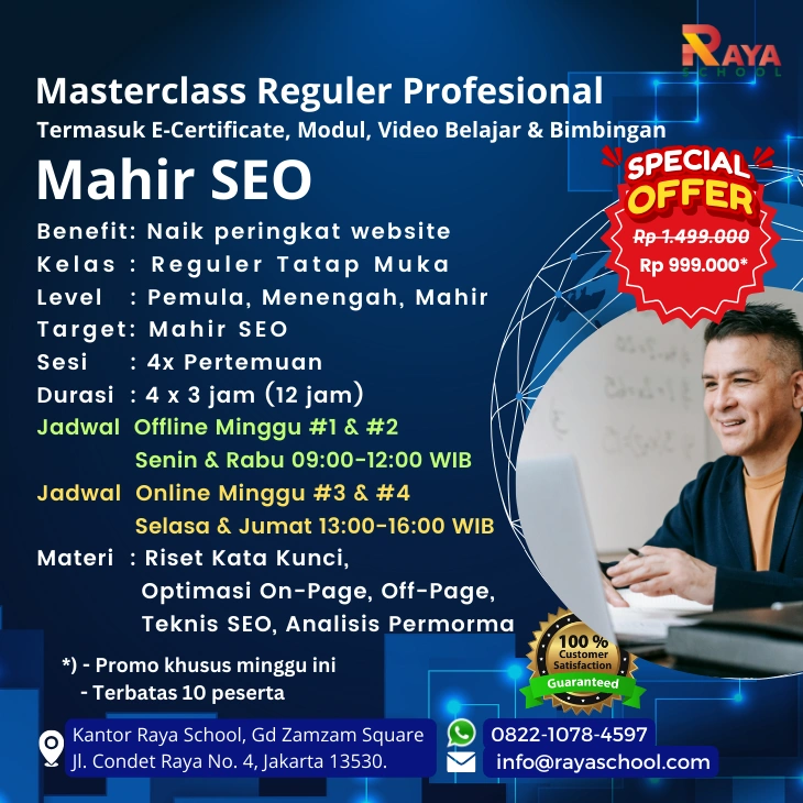 Brosur Kursus SEO Masterclass Reguler Raya School