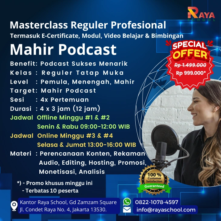 Brosur Kursus Podcast Masterclass Reguler Raya School