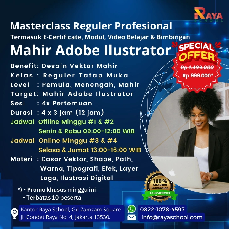 Brosur Kursus Adobe Ilustrator Masterclass Reguler Raya School