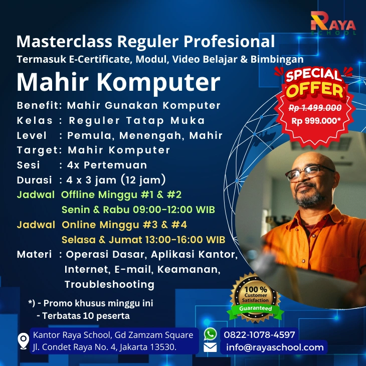 Brosur Kursus Komputer Masterclass Reguler Raya School