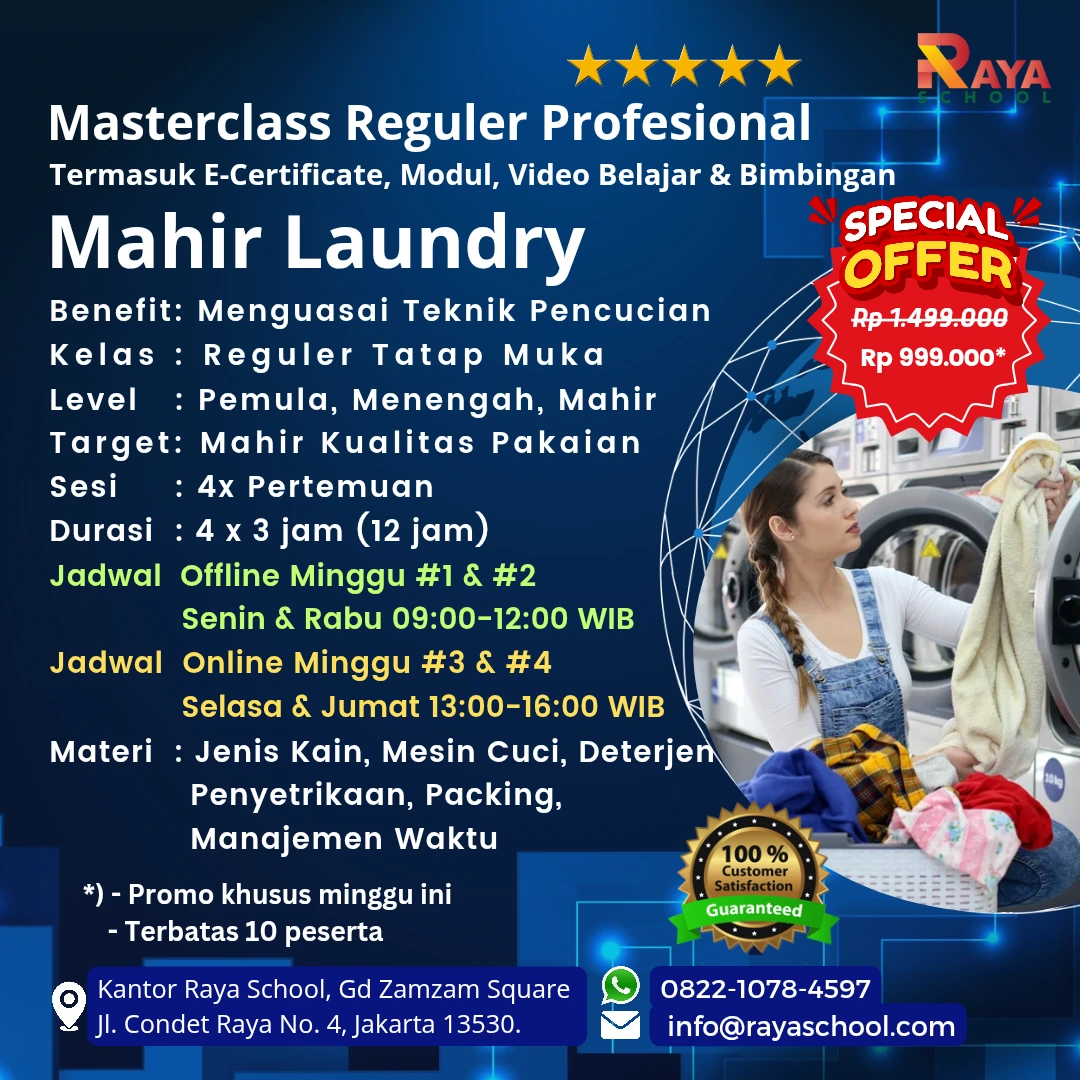 Brosur Kursus Laundry Masterclass Reguler Raya School