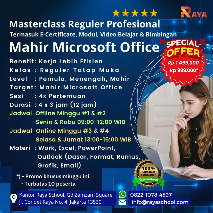Brosur Kursus Microsoft Office Masterclass Reguler Raya School