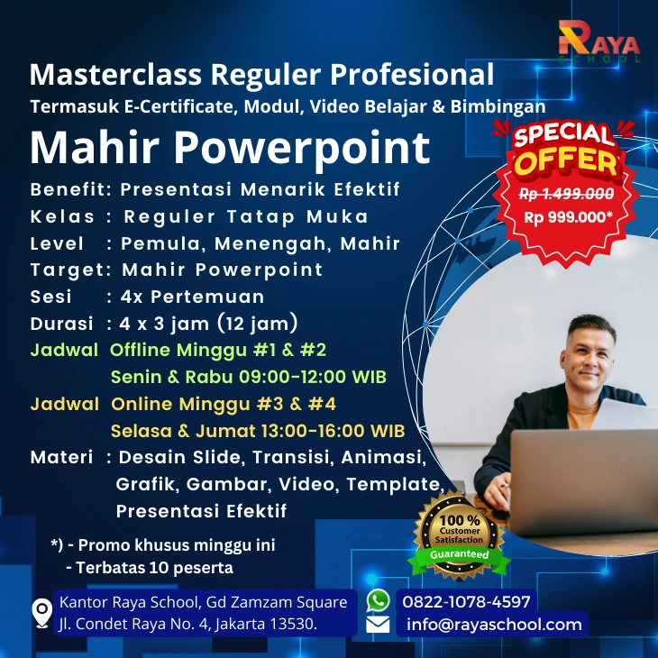 Brosur Kursus Powerpoint Masterclass Reguler Raya School