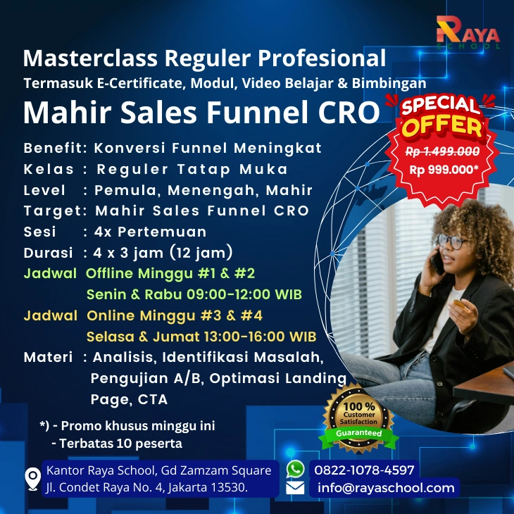 Brosur Kursus Sales Funnel CRO Masterclass Reguler Raya School
