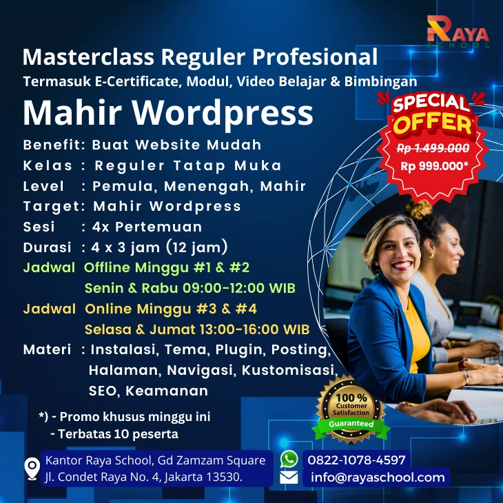 Brosur Kursus WordPress Masterclass Reguler Raya School