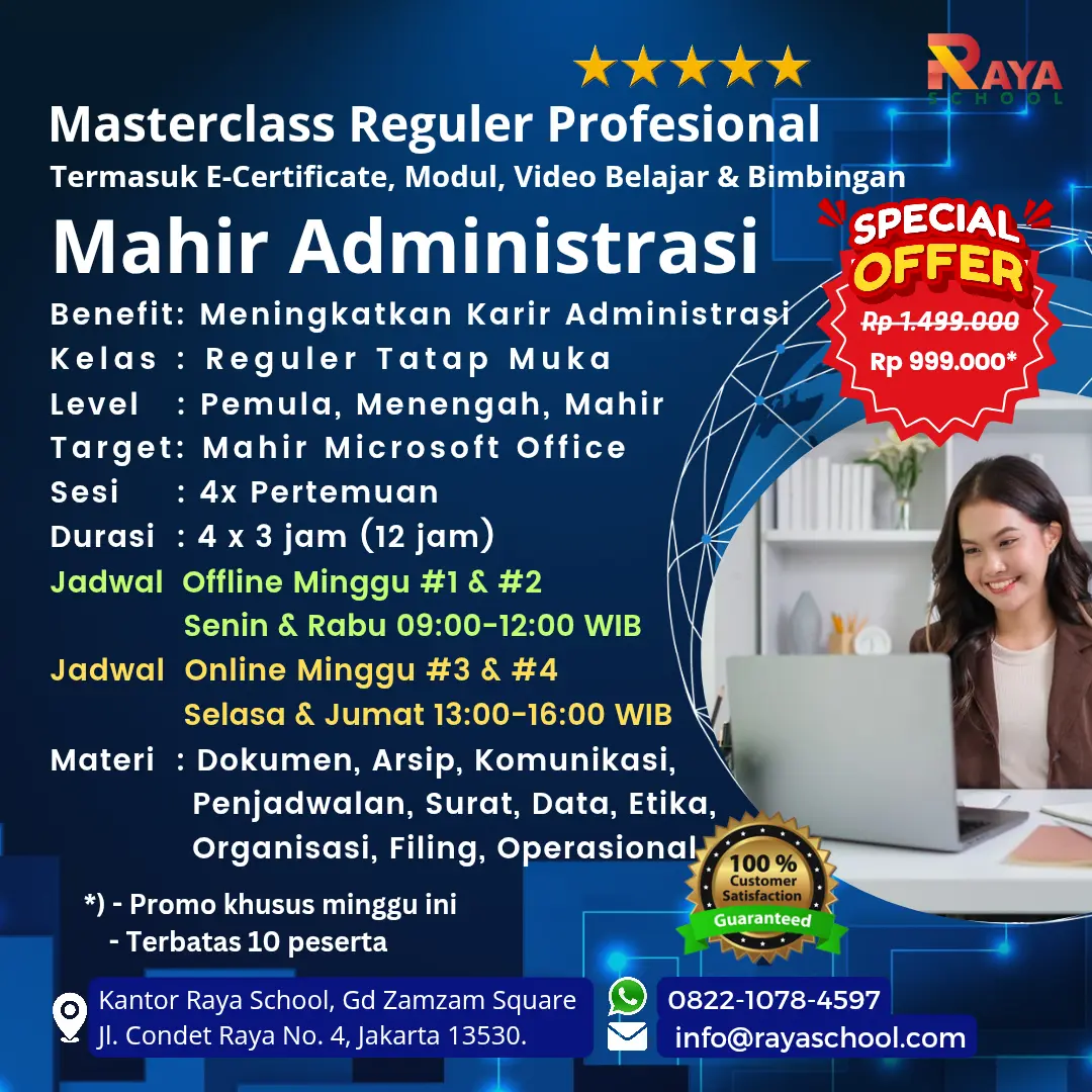 Brosur Kursus Administrasi Masterclass Reguler Raya School