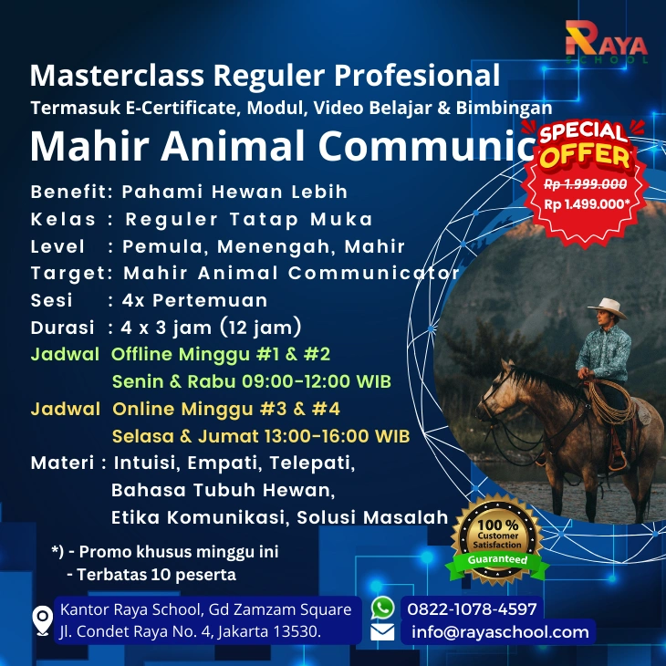 Brosur Kursus Animal Communicator Masterclass Reguler Raya School