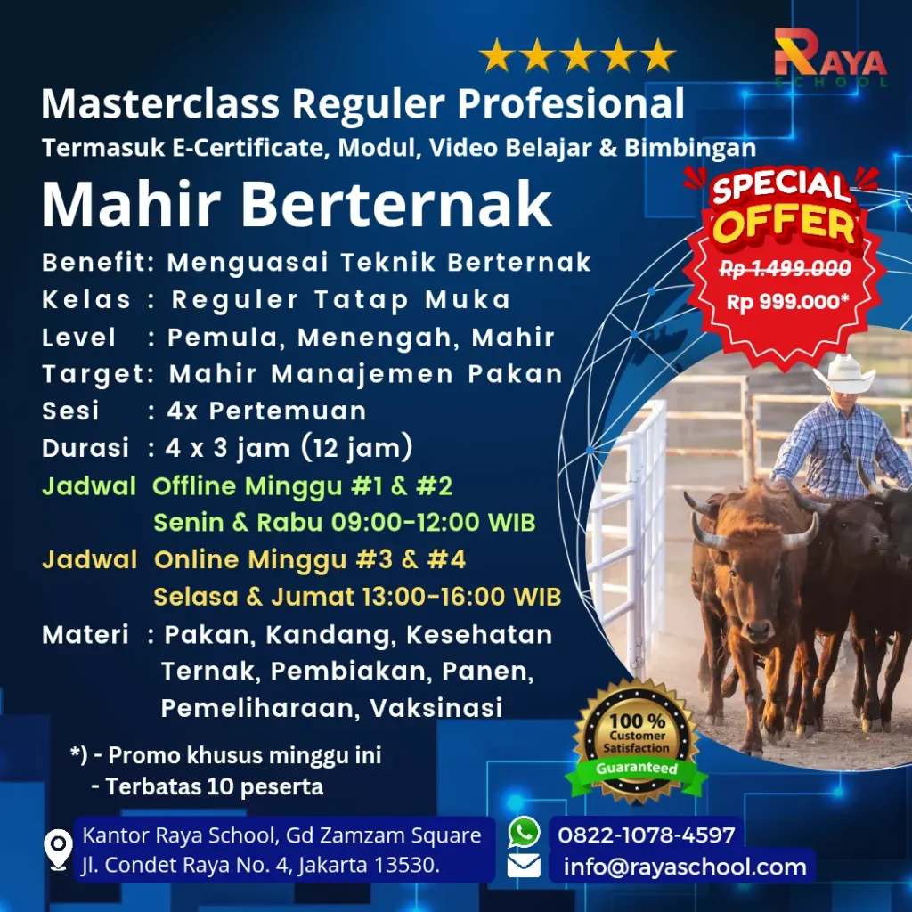Brosur Kursus Beternak Masterclass Reguler Profesional Raya School