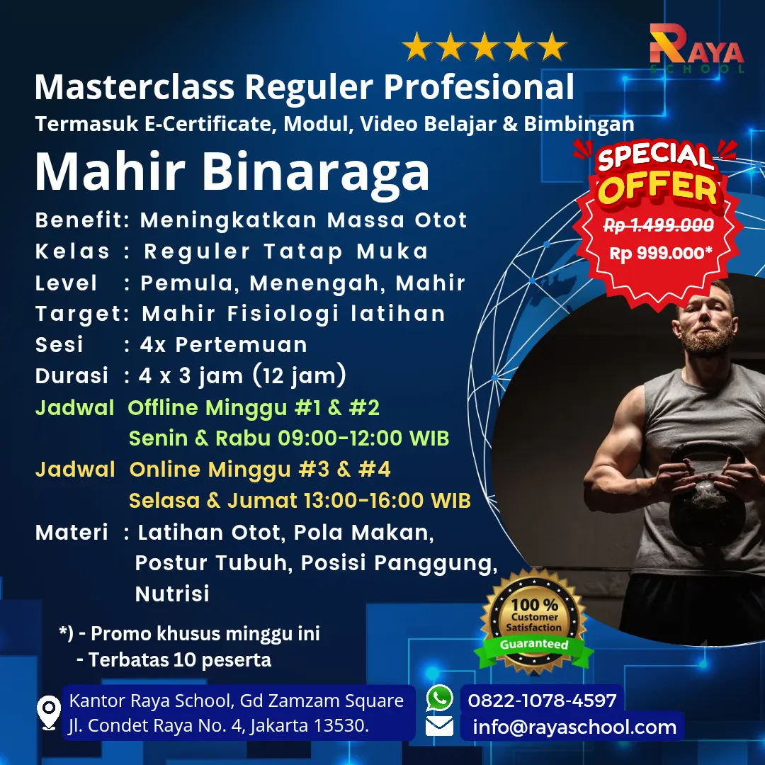 Brosur Kursus Binaraga Masterclass Reguler Raya School