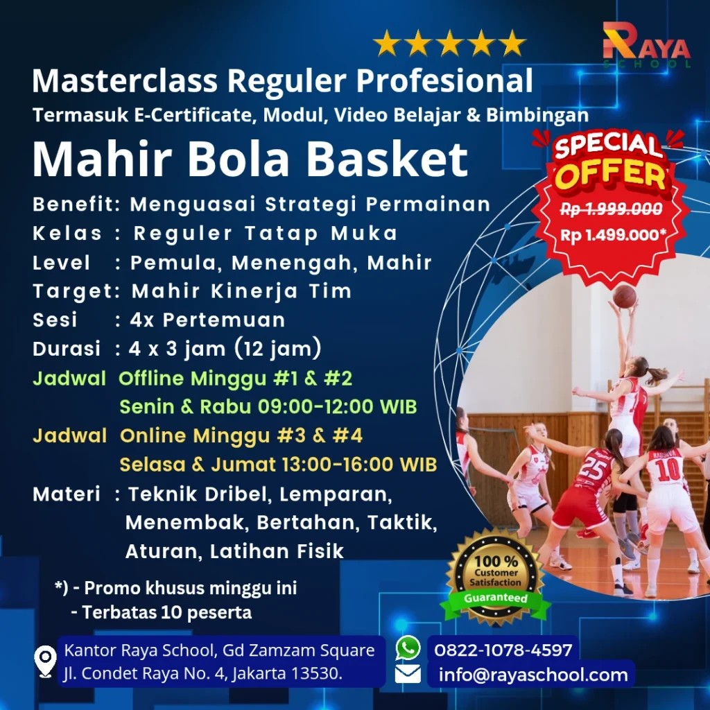 Brosur Kursus Bola Basket Masterclass Reguler Raya School