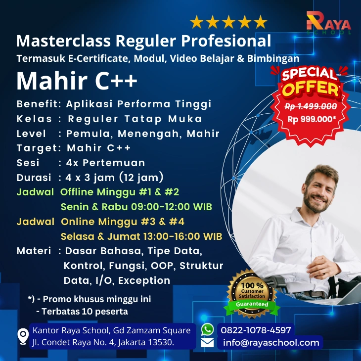 Brosur Kursus C++ Masterclass Reguler Raya School
