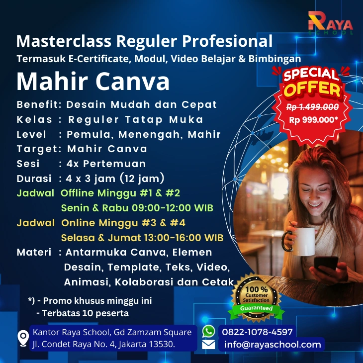 Brosur Kursus Canva Masterclass Reguler Raya School