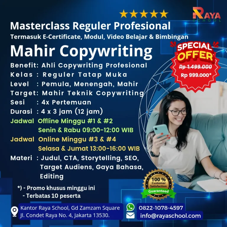 Brosur Kursus Copywriting Masterclass Reguler Raya School