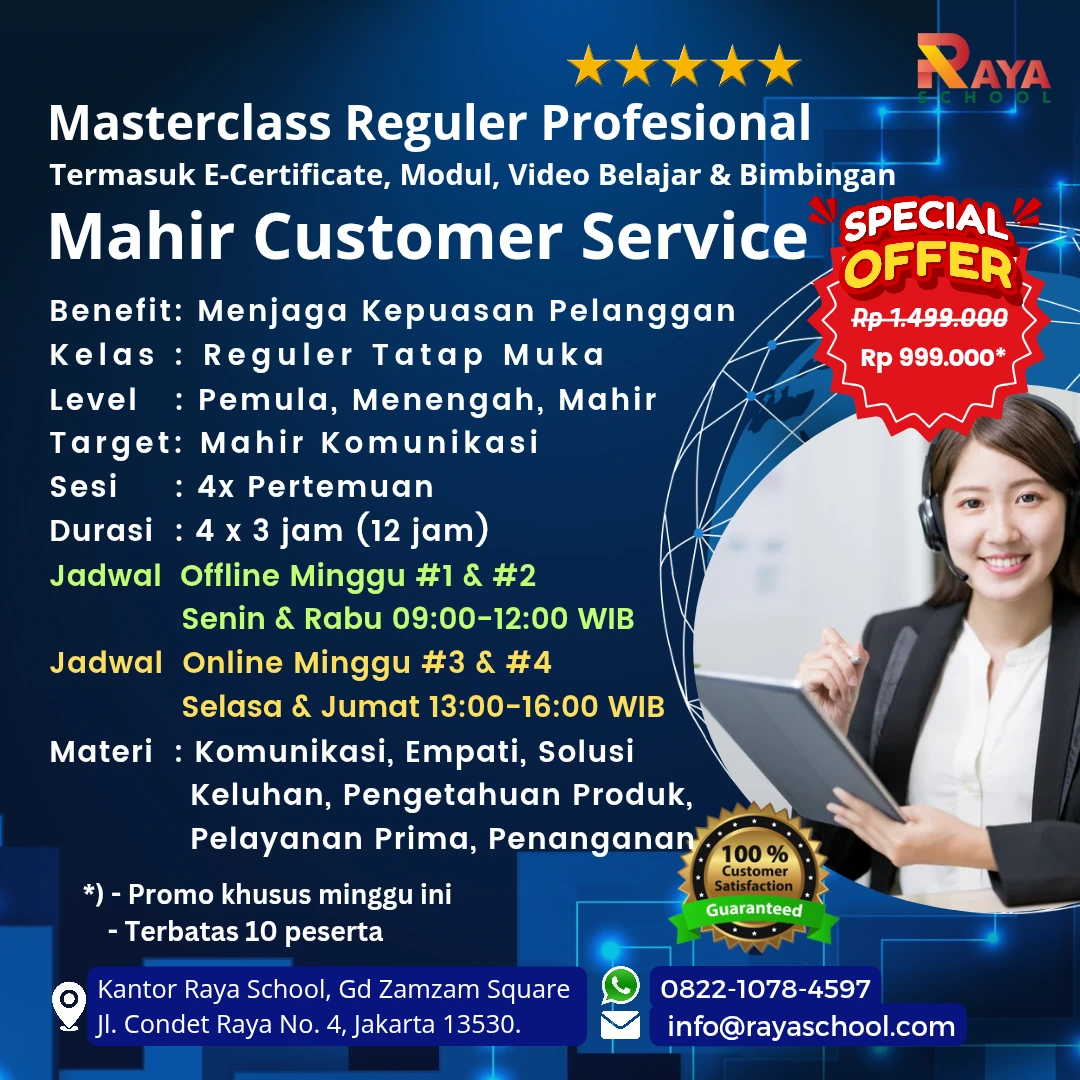 Brosur Kursus Customer Service Masterclass Reguler Raya School
