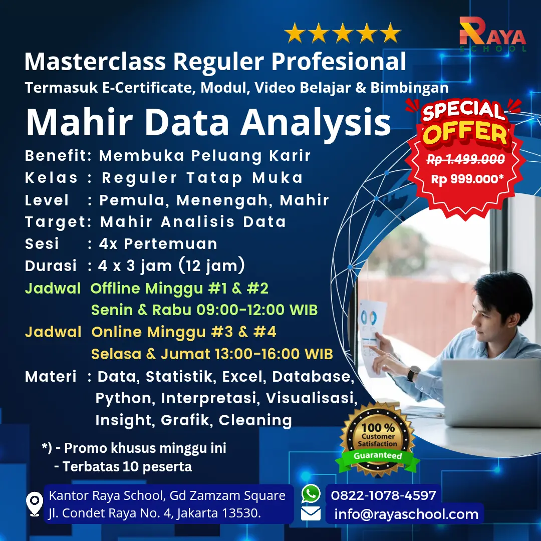 Brosur Kursus Data Analysis Masterclass Reguler Raya School