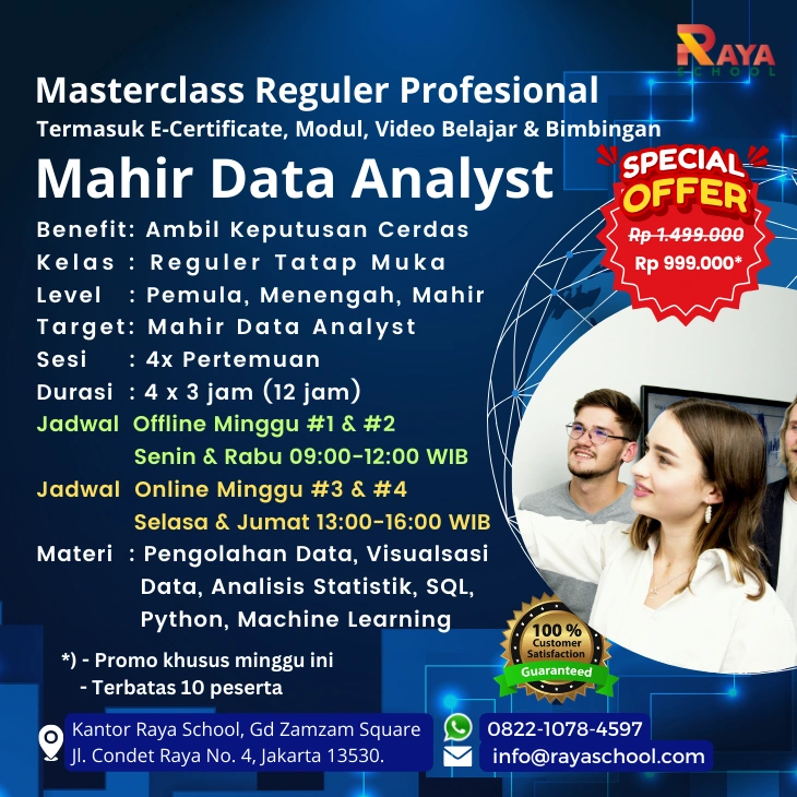 Brosur Kursus Data Analyst Masterclass Reguler Raya School