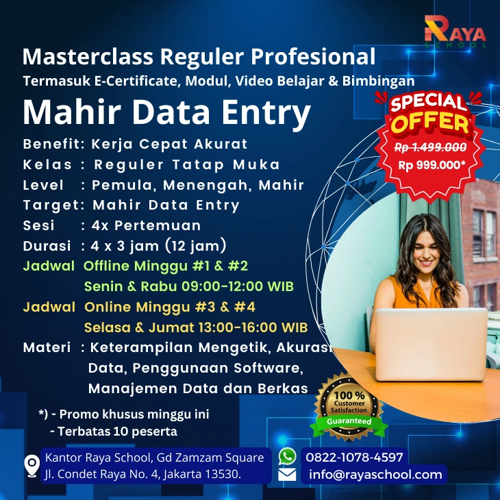 Brosur Kursus Data Entry Masterclass Reguler Raya School