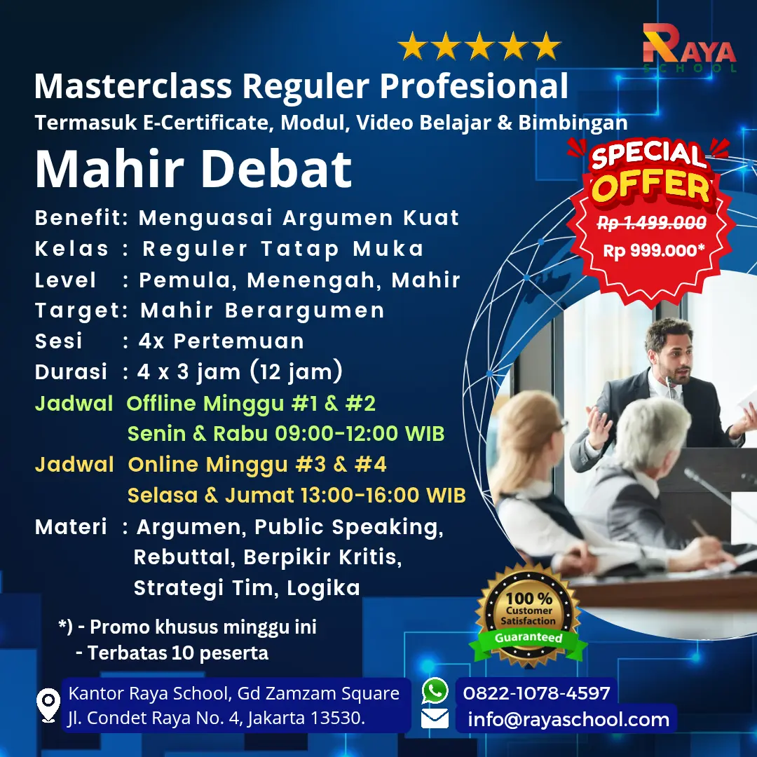 Brosur Kursus Debat Masterclass Reguler Raya School