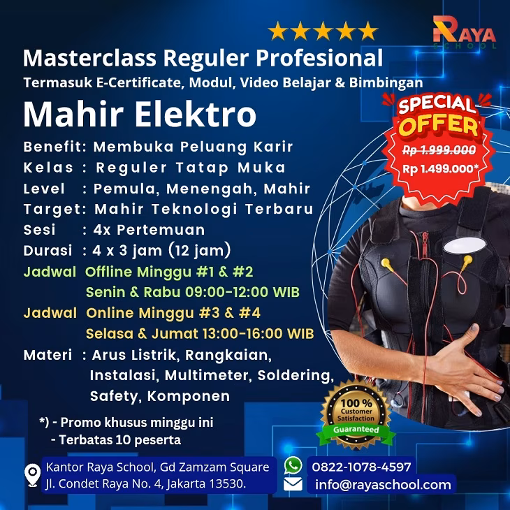 Brosur Kursus Elektro Masterclass Reguler Raya School.