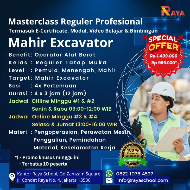 Brosur Kursus Excavator Masterclass Reguler Raya School