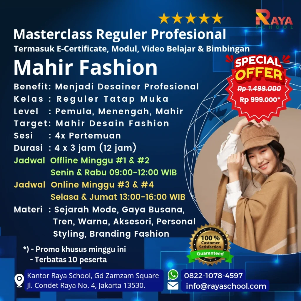 Brosur Kursus Fashion Masterclass Reguler Raya School