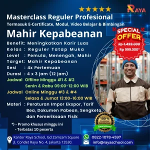 Brosur Kursus Kepabeanan Masterclass Reguler Raya School