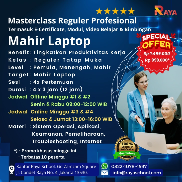 Brosur Kursus Laptop Masterclass Reguler Raya School