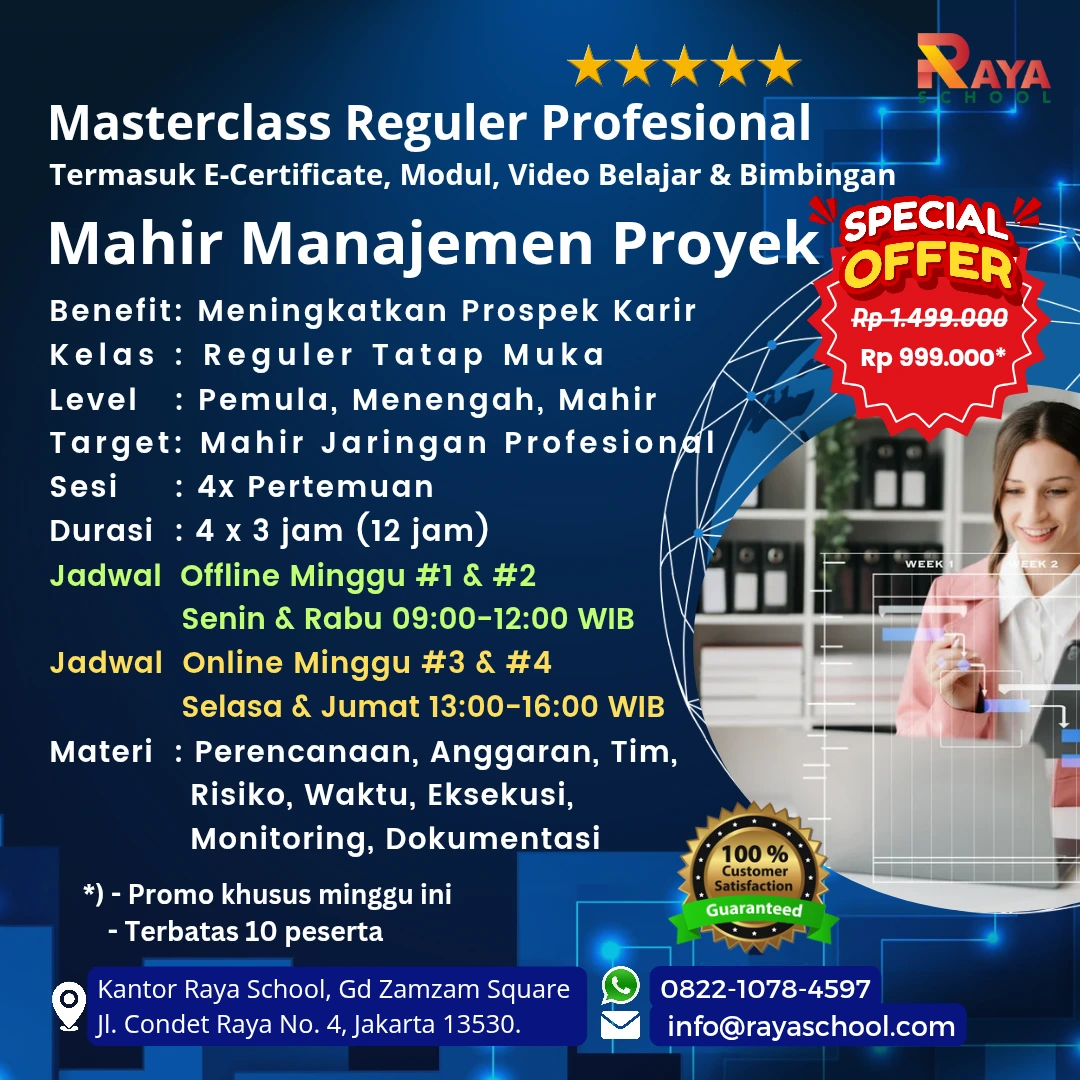 Brosur Kursus Manajemen Proyek Masterclass Reguler Profesional Raya School