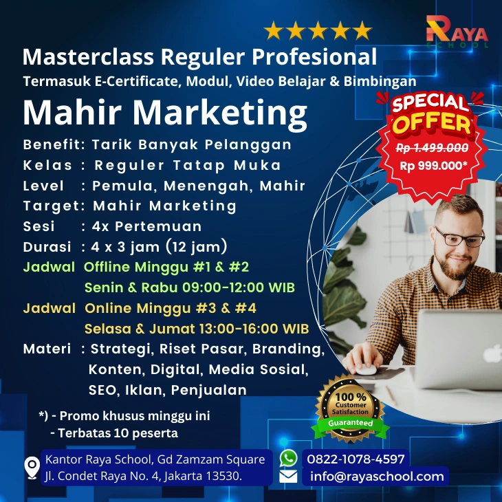 Brosur Kursus Marketing Masterclass Reguler Raya School