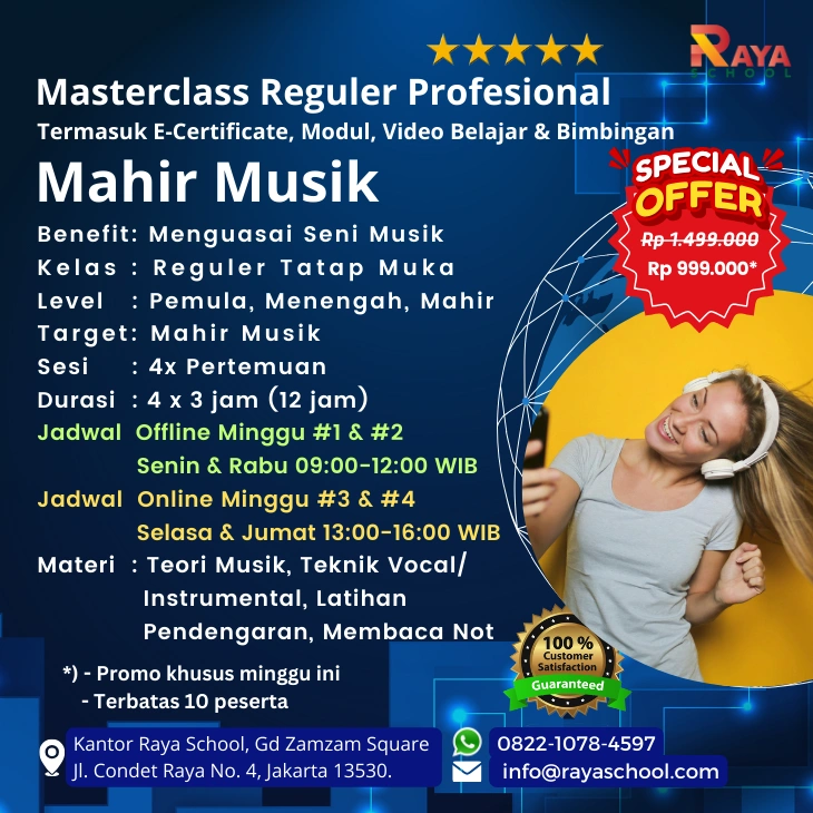 Brosur Kursus Musik Masterclass Reguler Raya School