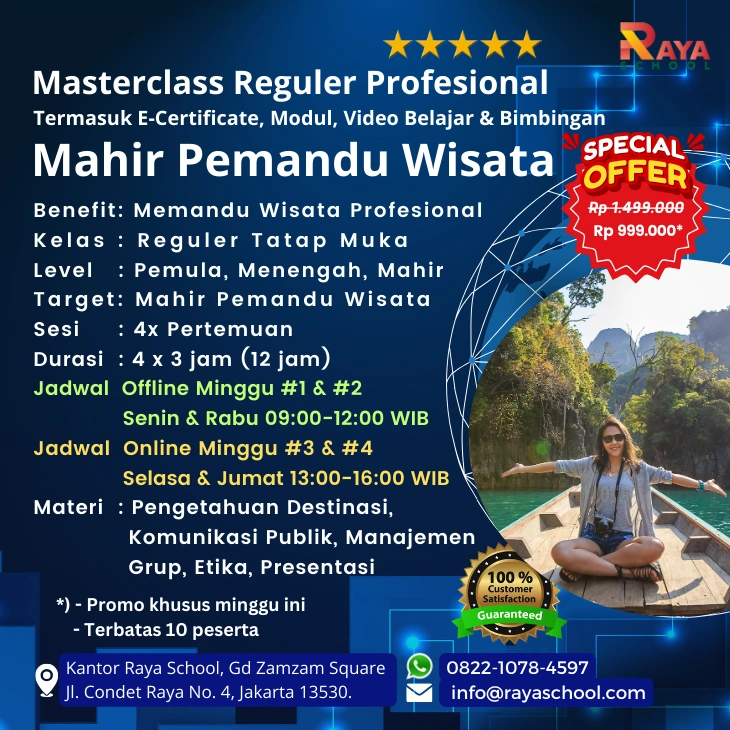 Brosur Kursus Pemandu Wisata Masterclass Reguler Raya School