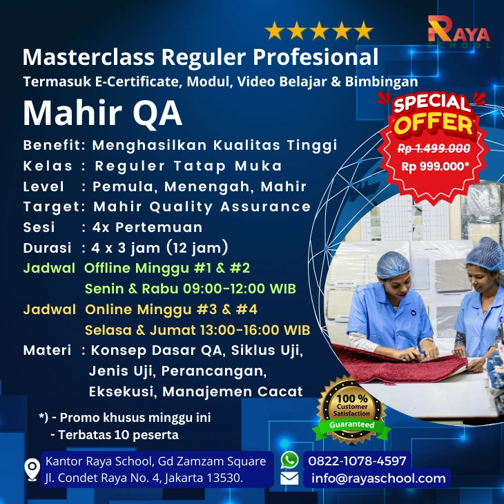 Brosur Kursus Quality Assurance Masterclass Reguler Raya School
