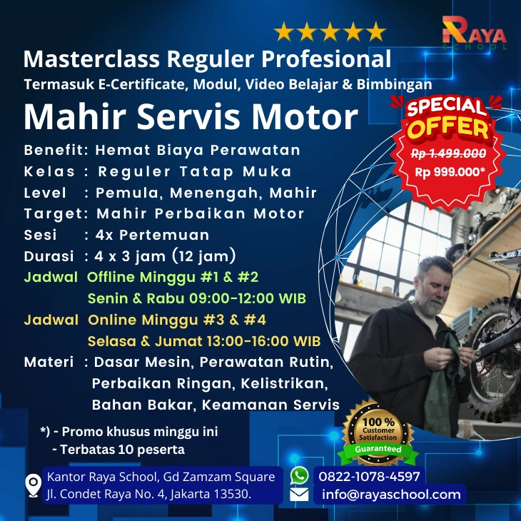 Brosur Kursus Servis Motor Masterclass Reguler Raya School