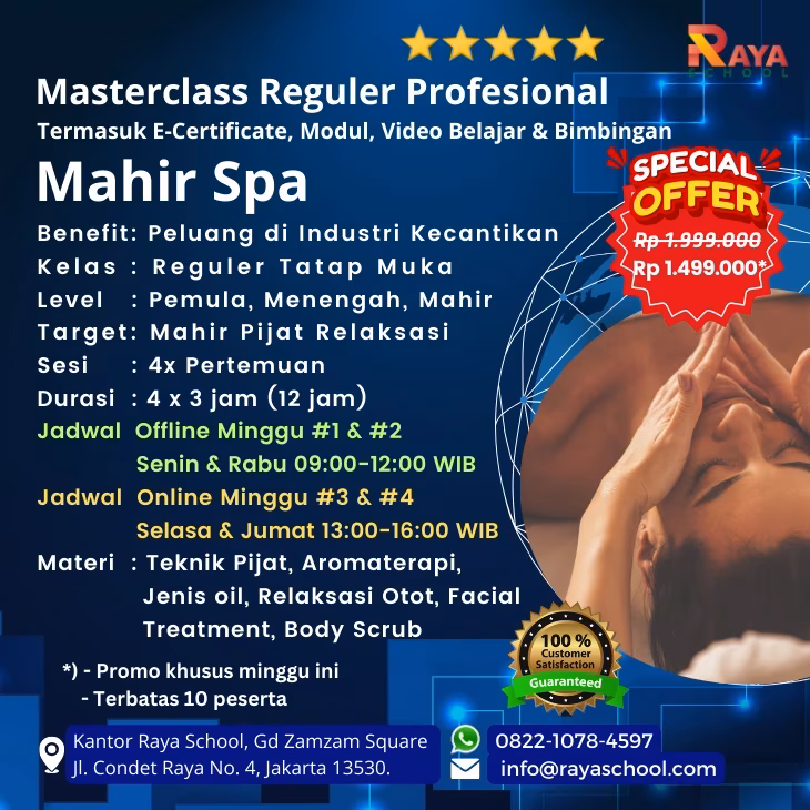 Brosur Kursus Spa Masterclass Reguler Raya School