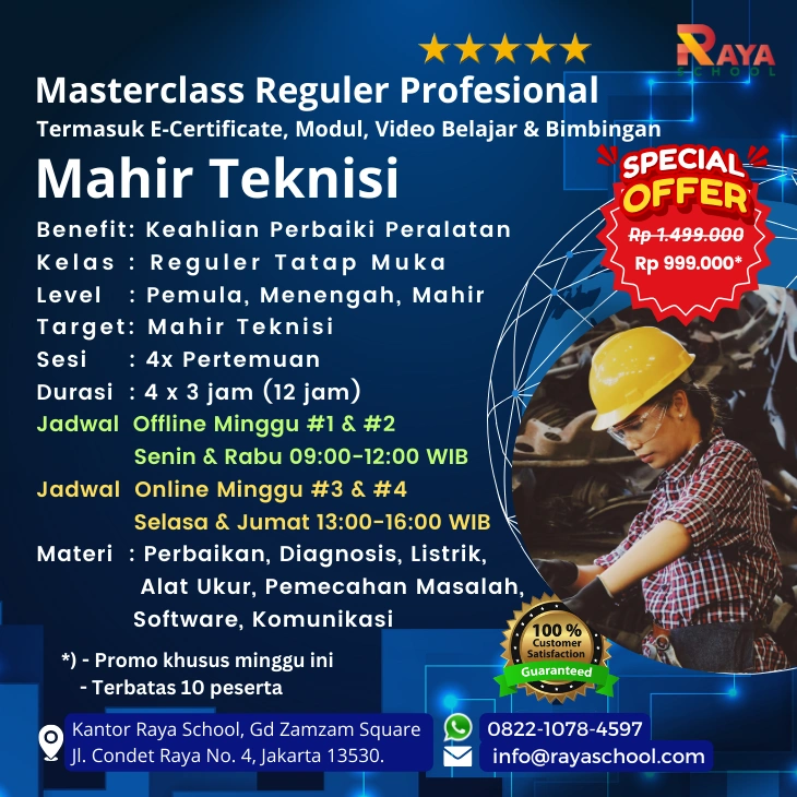 Brosur Kursus Teknisi Masterclass Reguler Raya School