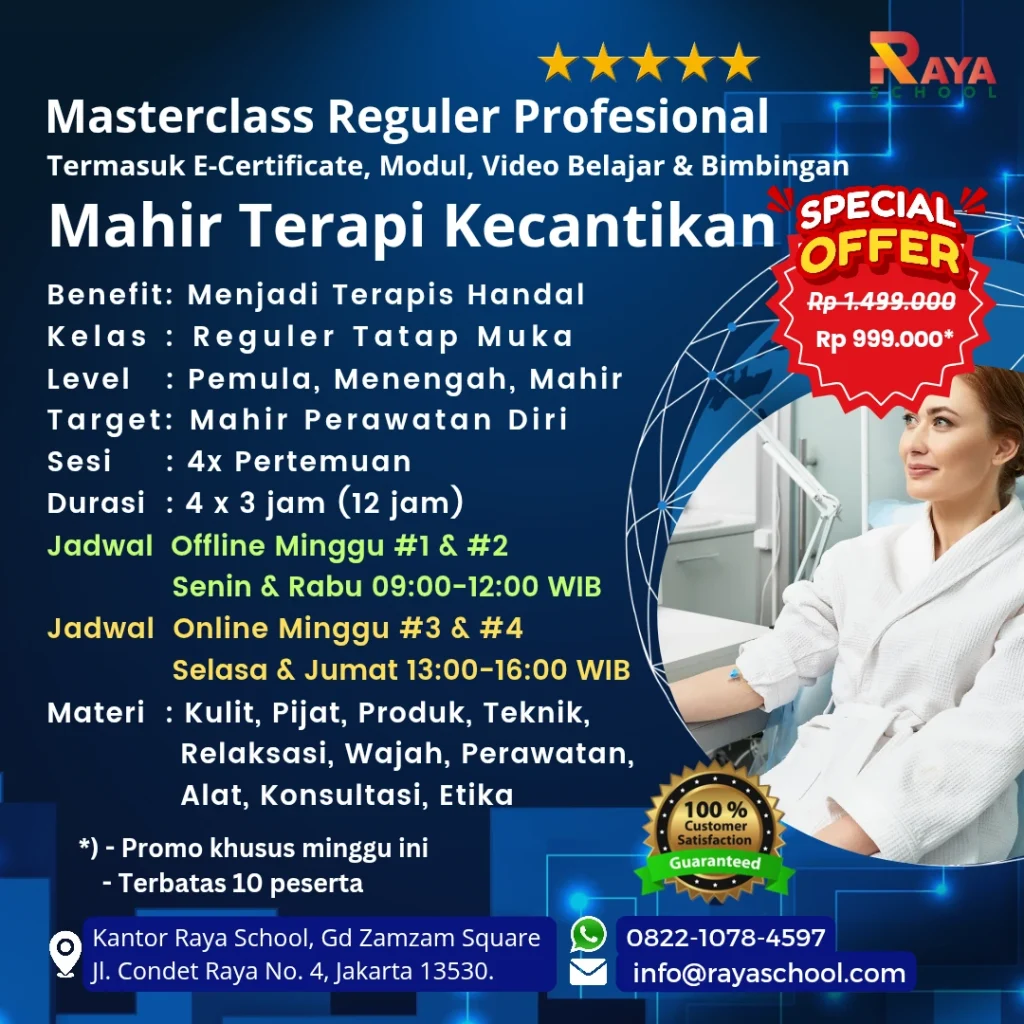 Brosur Kursus Terapi Kecantikan Masterclass Reguler Raya School