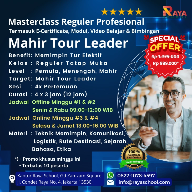 Brosur Kursus Tour Leader Masterclass Reguler Raya School