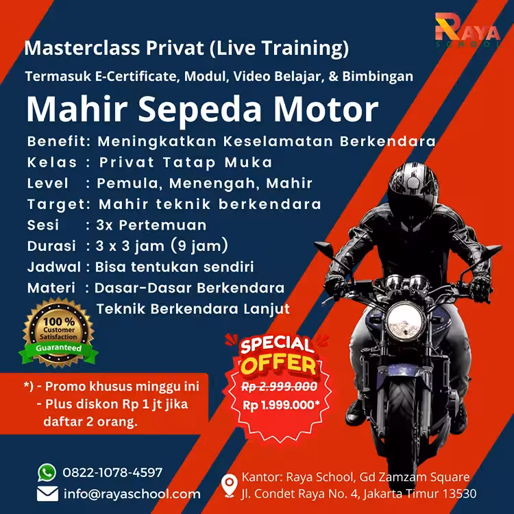 Brosur Kursus sepeda motor Privat Masterclass Raya School