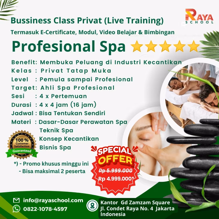 Flyer Kursus Privat Spa Bisnis Raya School Jakarta
