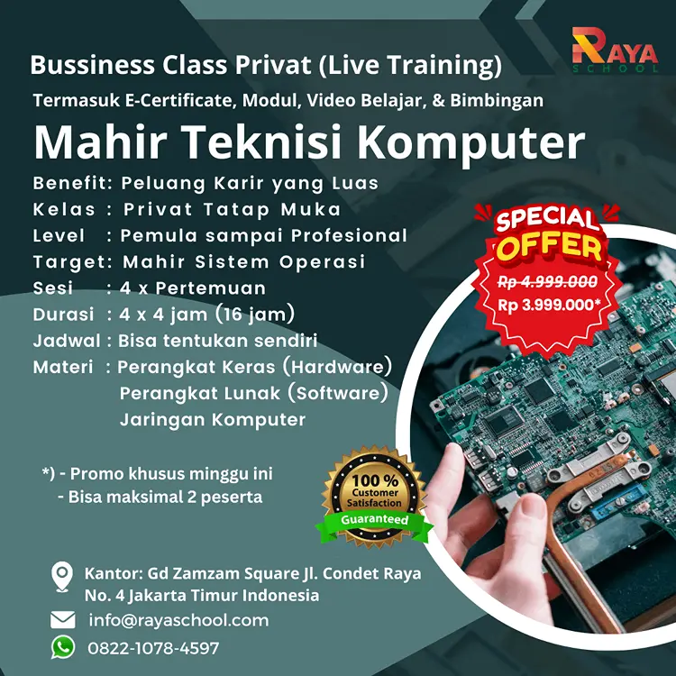Flyer Kursus Privat teknisi komputer Bisnis Raya School