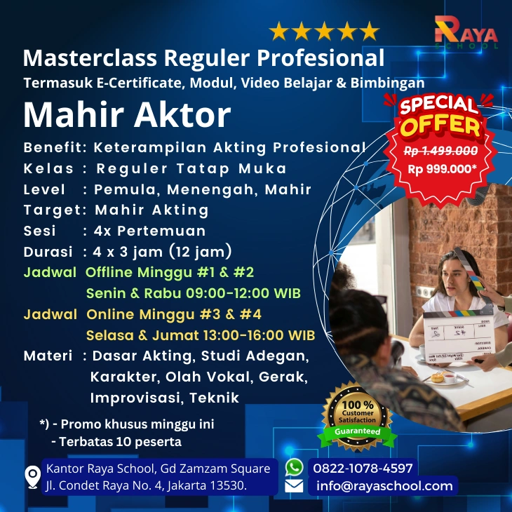 Brosur Kursus Aktor Masterclass Reguler Raya School