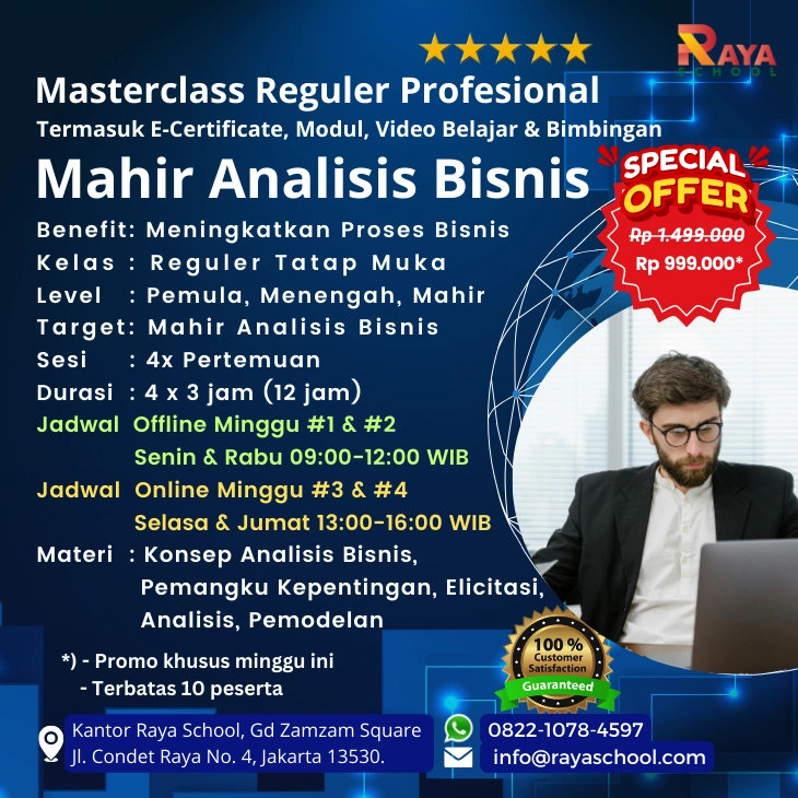 Brosur Kursus Analisis Bisnis Masterclass Reguler Raya School