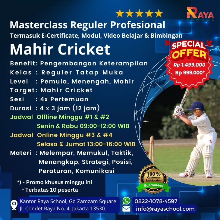 Brosur Kursus Cricket Masterclass Reguler Raya School