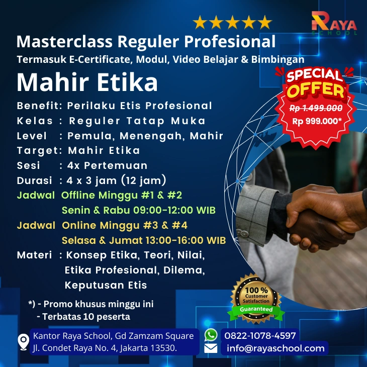 Brosur Kursus Etika Masterclass Reguler Raya School