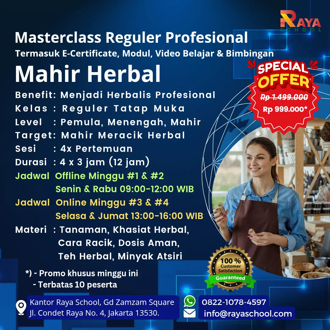 Brosur Kursus Herbal Masterclass Reguler Raya School