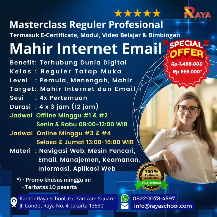 Brosur Kursus Internet dan Email Masterclass Reguler Raya School