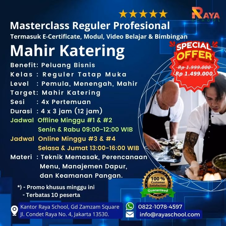 Brosur Kursus Katering Masterclass Reguler Raya School
