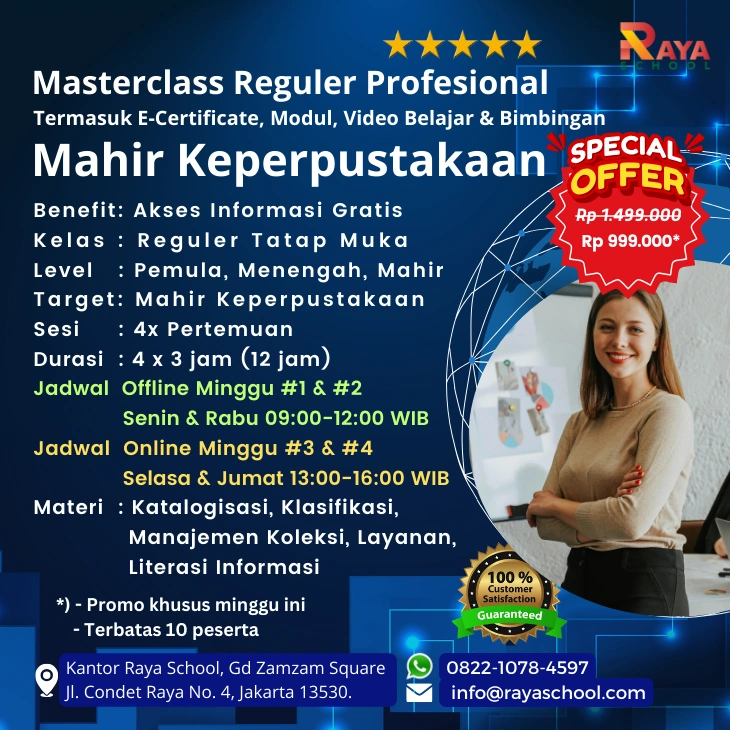 Brosur Kursus Keperpustakaan Masterclass Reguler Raya School